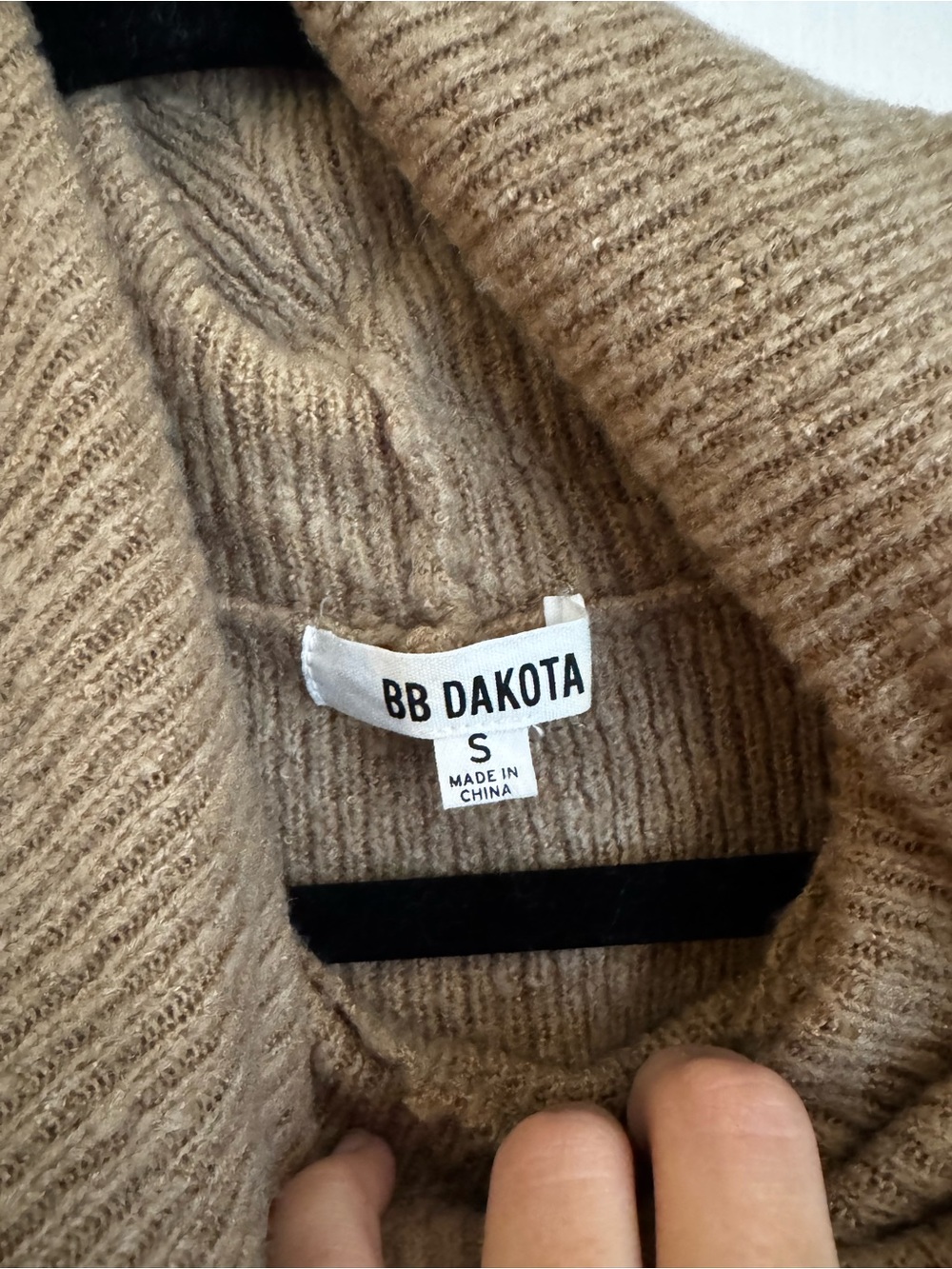 BB Dakota Camel Ribbed Turtleneck Sweater Dress